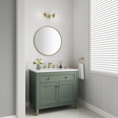 James Martin Vanities Chicago 36" Smokey Celadon Single Vanity With 3 cm White Zeus Top