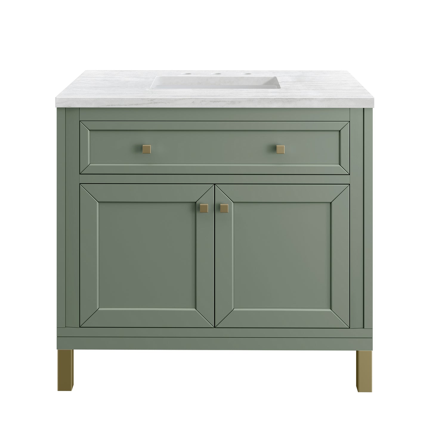James Martin Vanities Chicago 36" Smokey Celadon Single Vanity With 3cm Arctic Fall Solid Surface Top