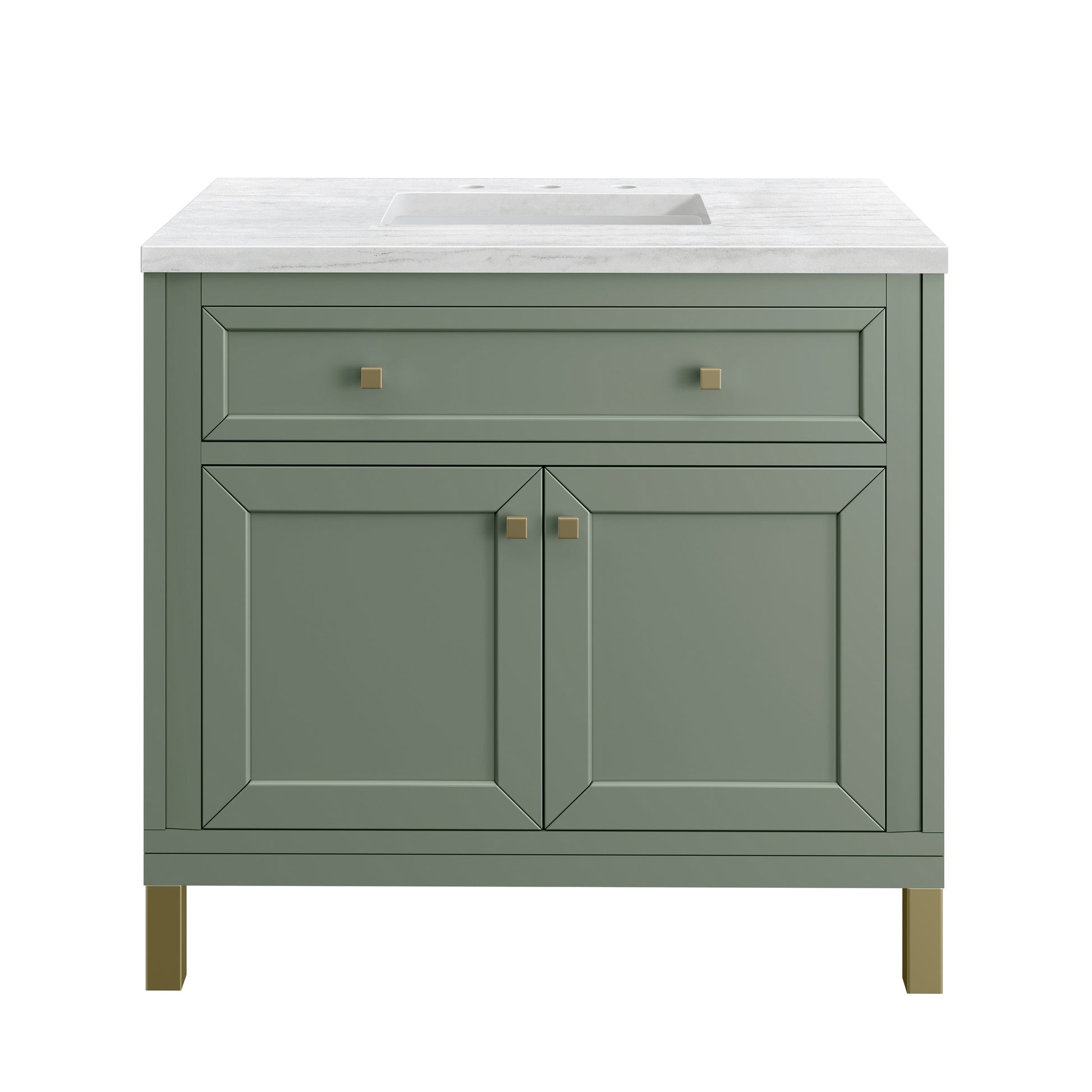 James Martin Vanities Chicago 36" Smokey Celadon Single Vanity With 3cm Arctic Fall Solid Surface Top