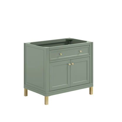 James Martin Vanities Chicago 36" Smokey Celadon Single Vanity With 3cm Arctic Fall Solid Surface Top