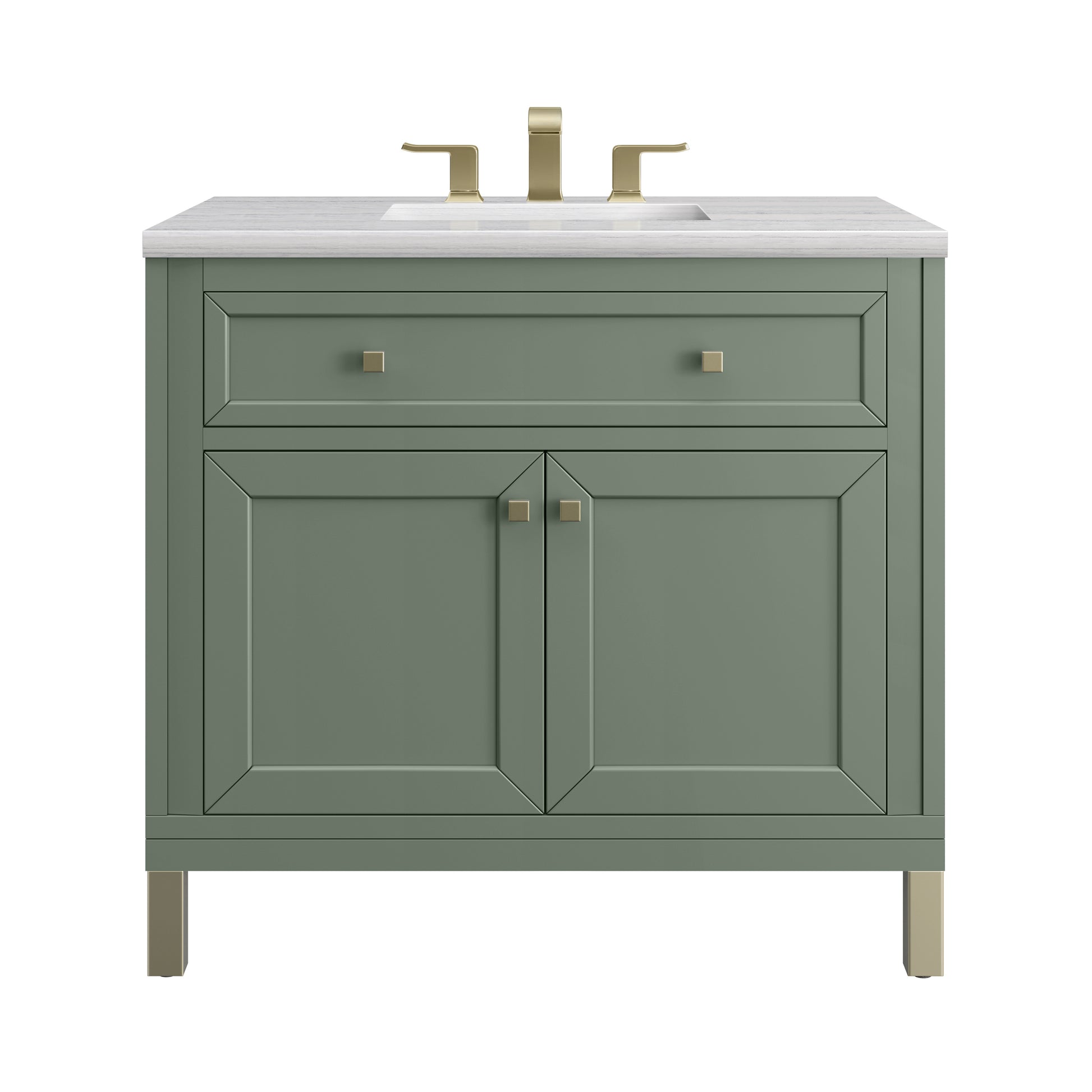 James Martin Vanities Chicago 36" Smokey Celadon Single Vanity With 3cm Arctic Fall Solid Surface Top