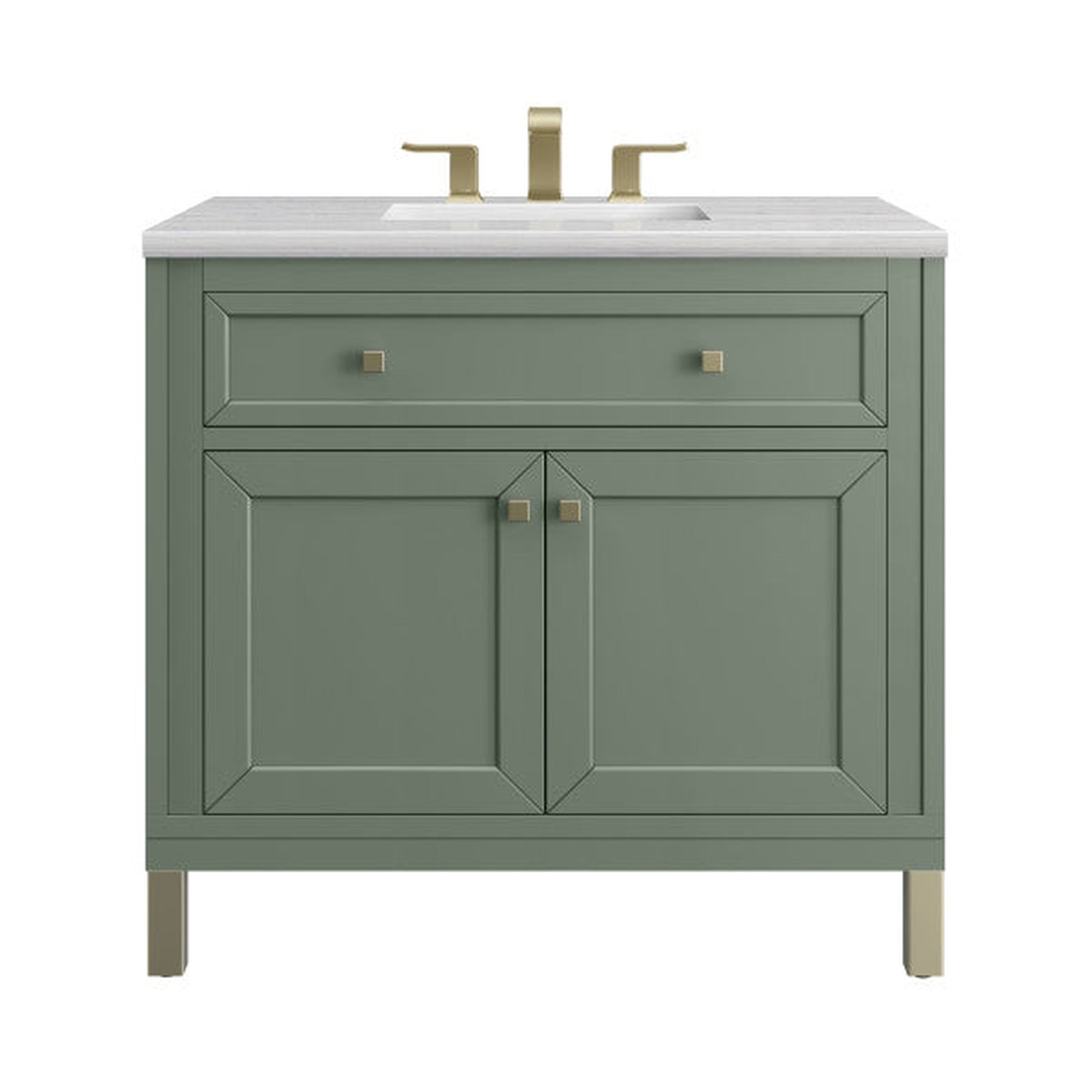 James Martin Vanities Chicago 36" Smokey Celadon Single Vanity With 3cm Arctic Fall Top