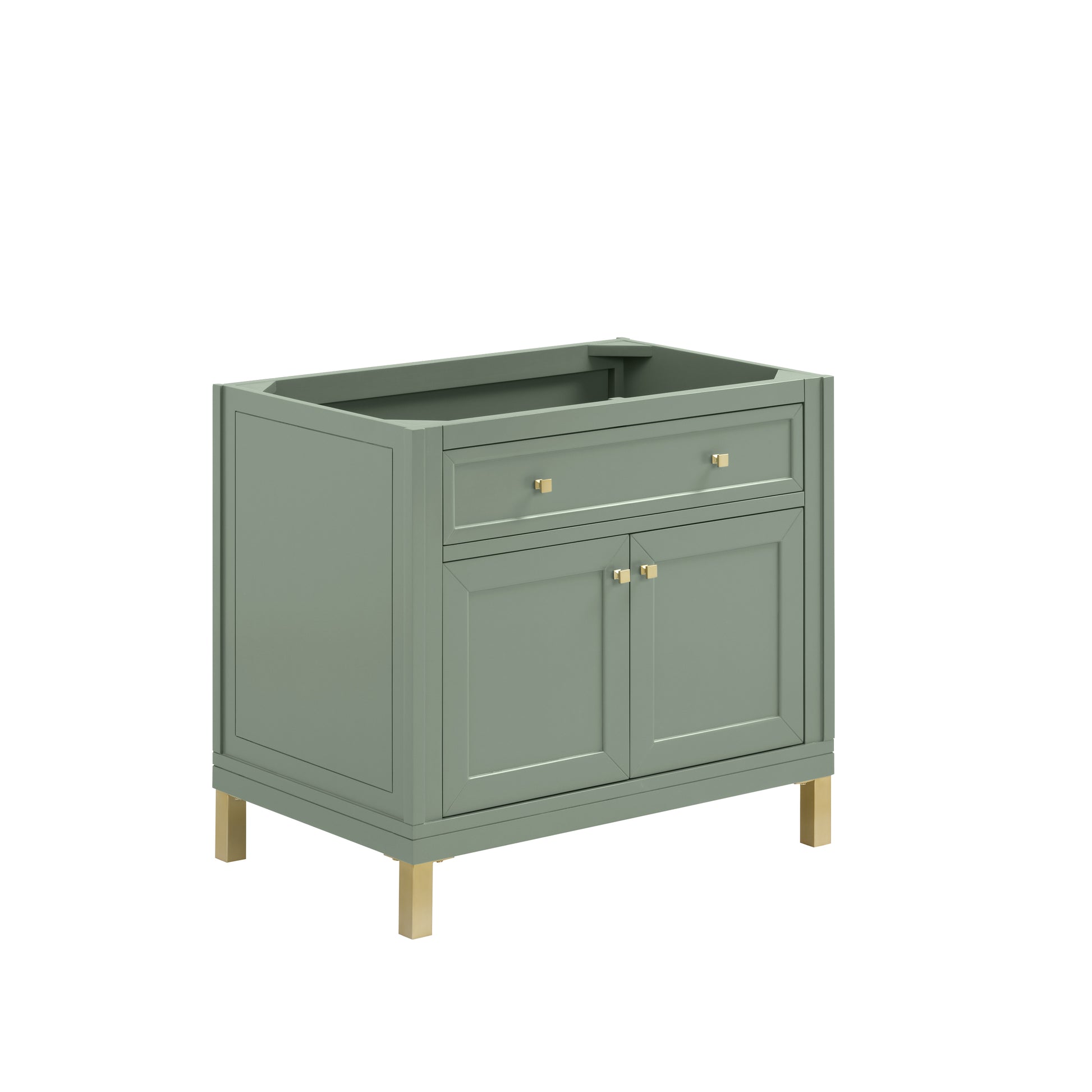 James Martin Vanities Chicago 36" Smokey Celadon Single Vanity With 3cm Charcoal Soapstone Silestone Top