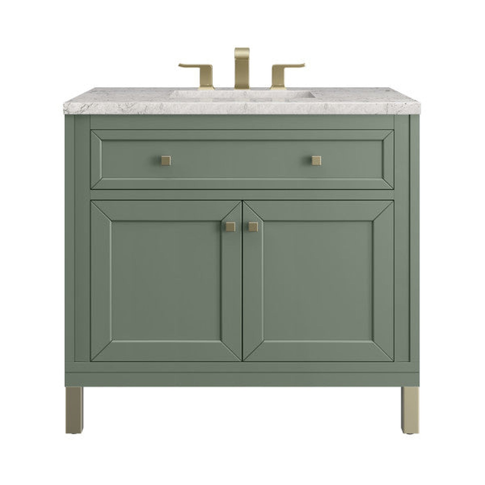 James Martin Vanities Chicago 36" Smokey Celadon Single Vanity With 3cm Eternal Jasmine Pearl Top