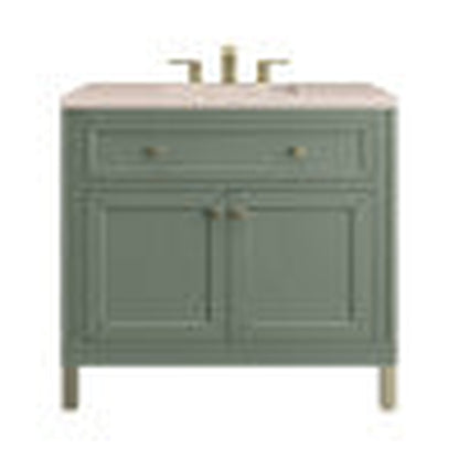 James Martin Vanities Chicago 36" Smokey Celadon Single Vanity With 3cm Eternal Marfil Top