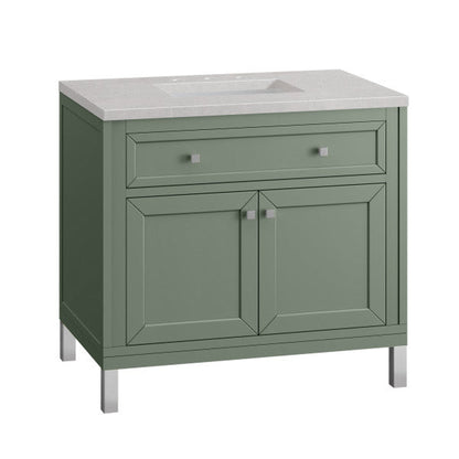 James Martin Vanities Chicago 36" Smokey Celadon Single Vanity With 3cm Eternal Serena Top