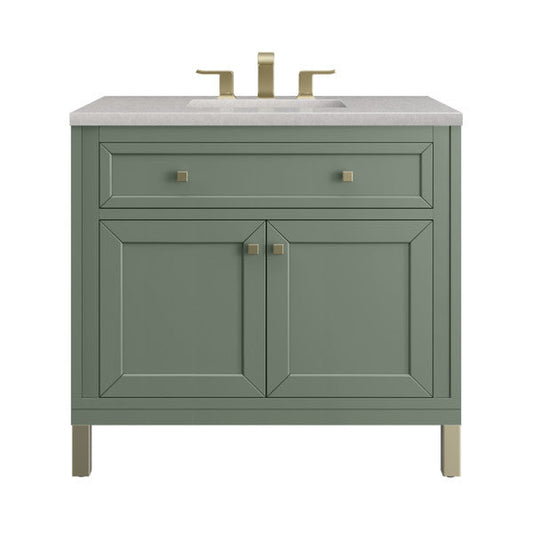 James Martin Vanities Chicago 36" Smokey Celadon Single Vanity With 3cm Eternal Serena Top