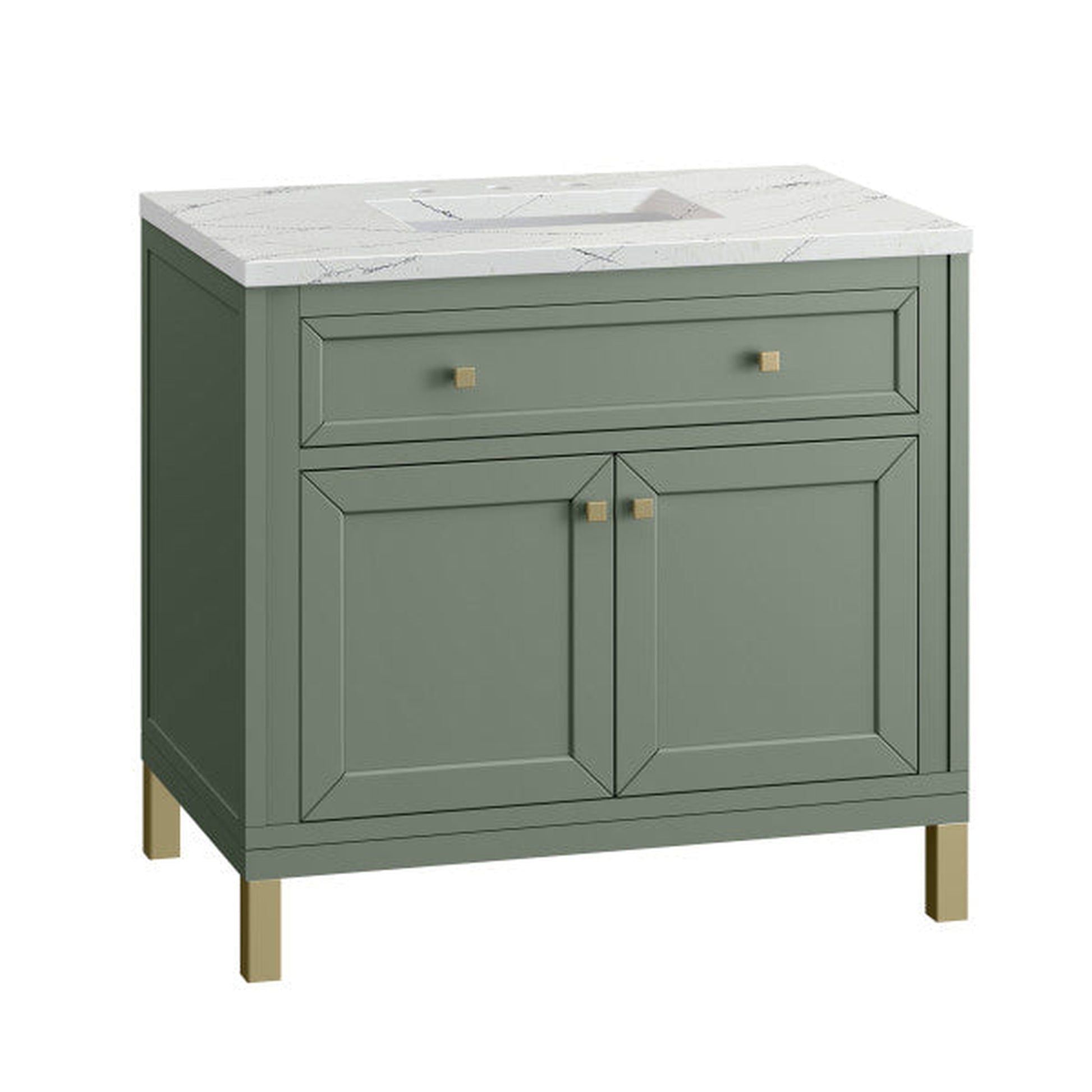 James Martin Vanities Chicago 36" Smokey Celadon Single Vanity With 3cm Ethereal Noctis Top