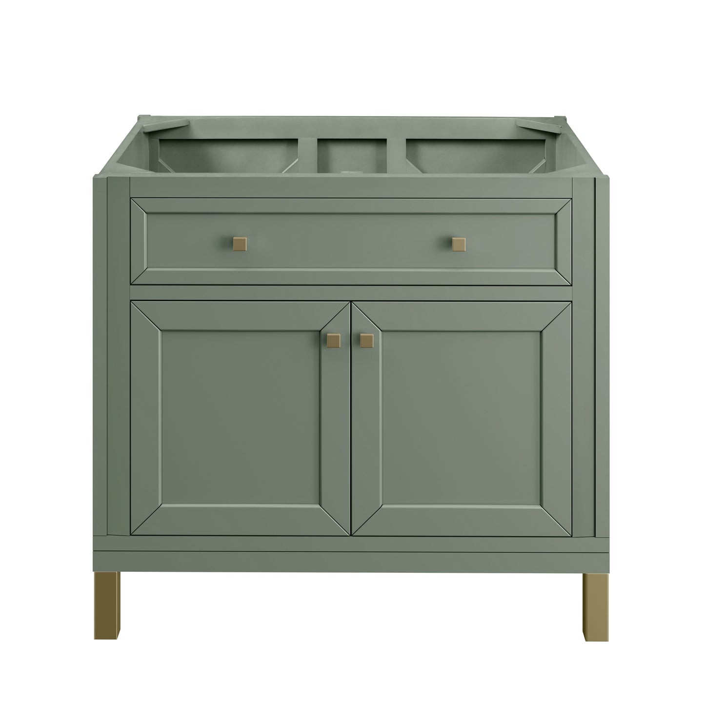 James Martin Vanities Chicago 36" Smokey Celadon Single Vanity With 3cm Victorian Silver Silestone Top