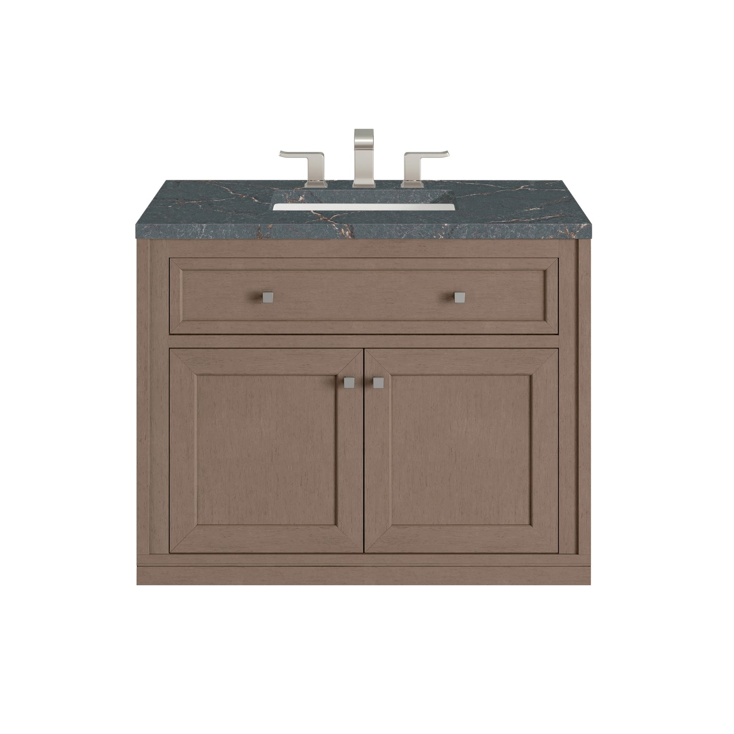 James Martin Vanities Chicago 36" Walnut Whisper Single Vanity With 3 cm Parisien Bleu Silestone Top
