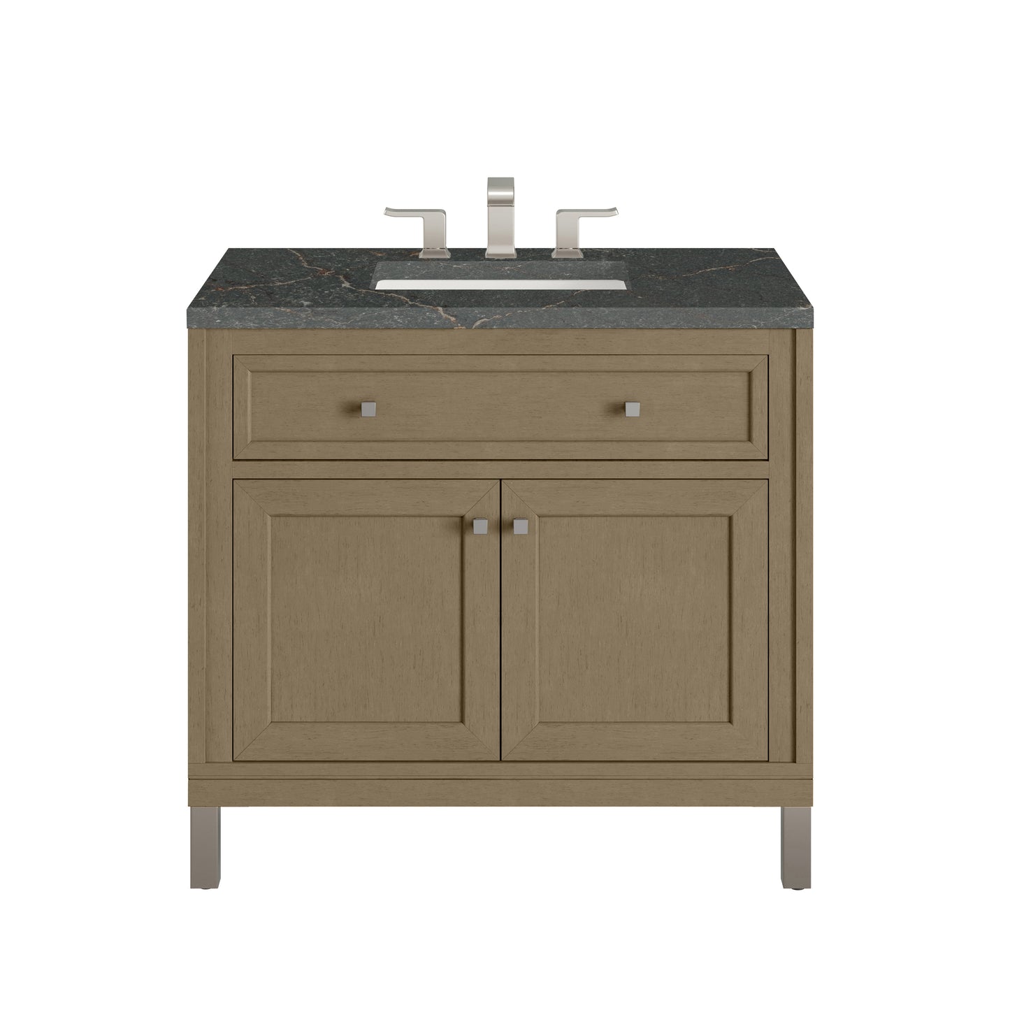 James Martin Vanities Chicago 36" Walnut Whisper Single Vanity With 3 cm Parisien Bleu Silestone Top