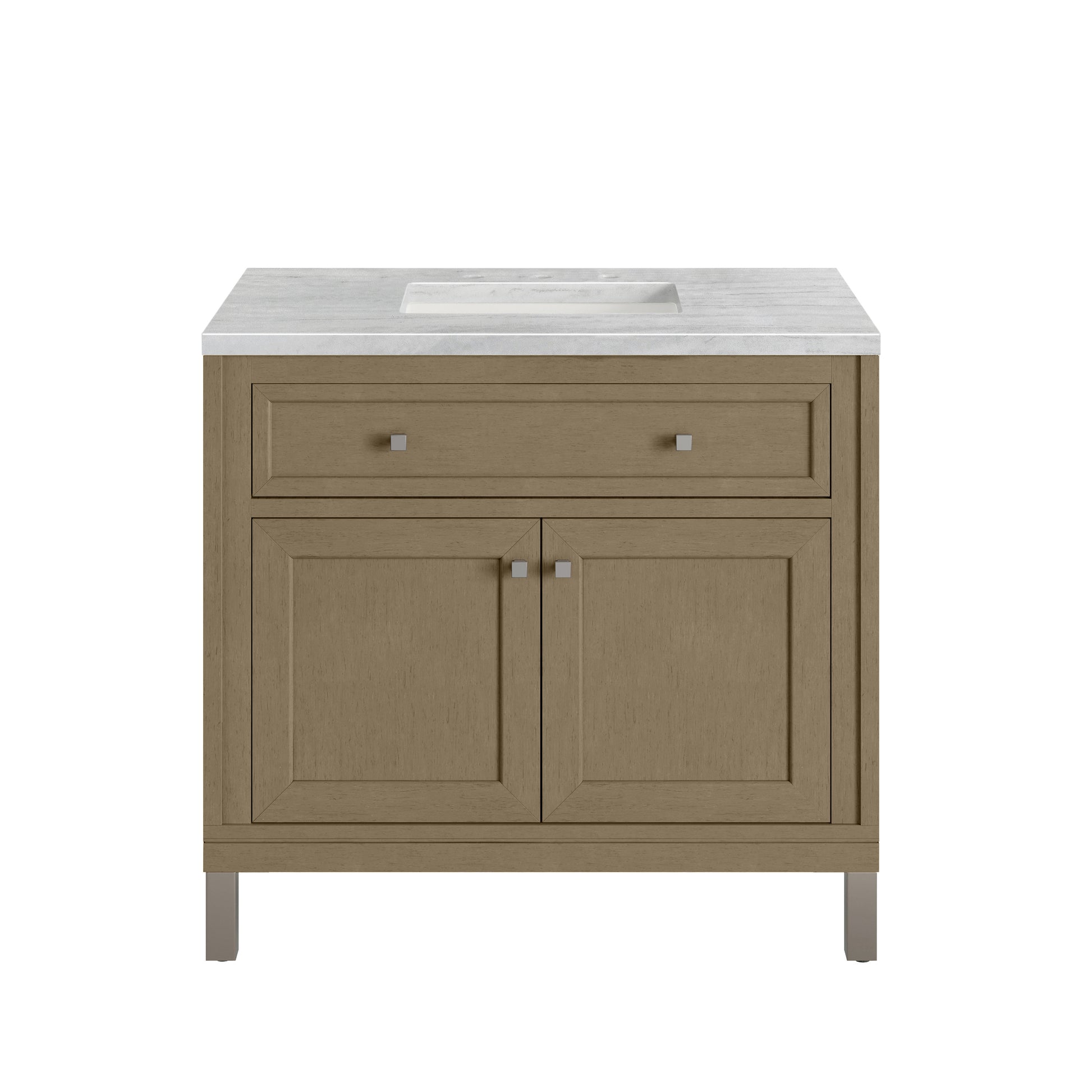 James Martin Vanities Chicago 36" Walnut Whisper Single Vanity With 3cm Arctic Fall Solid Surface Top