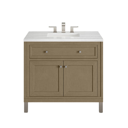 James Martin Vanities Chicago 36" Walnut Whisper Single Vanity With 3cm Arctic Fall Solid Surface Top