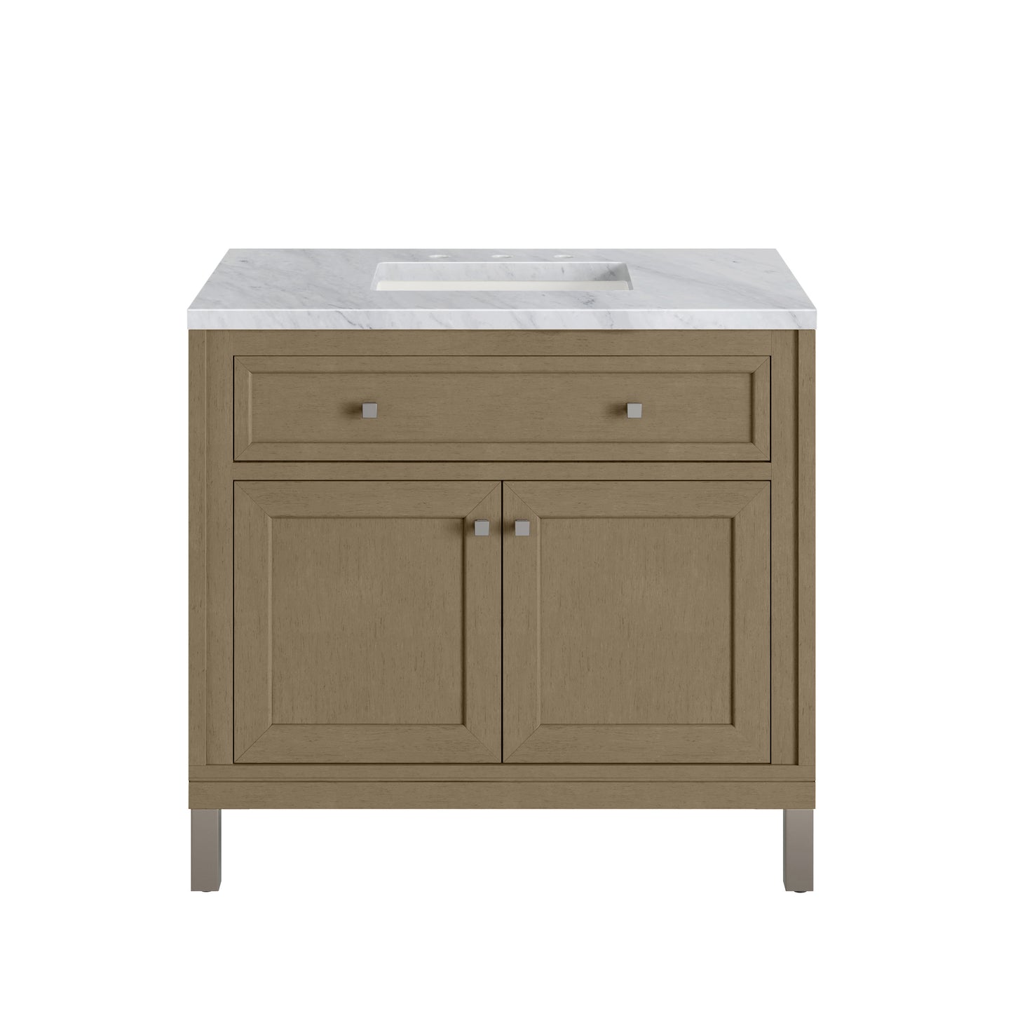 James Martin Vanities Chicago 36" Walnut Whisper Single Vanity With 3cm Carrara Marble Top