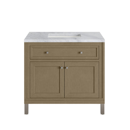 James Martin Vanities Chicago 36" Walnut Whisper Single Vanity With 3cm Carrara Marble Top