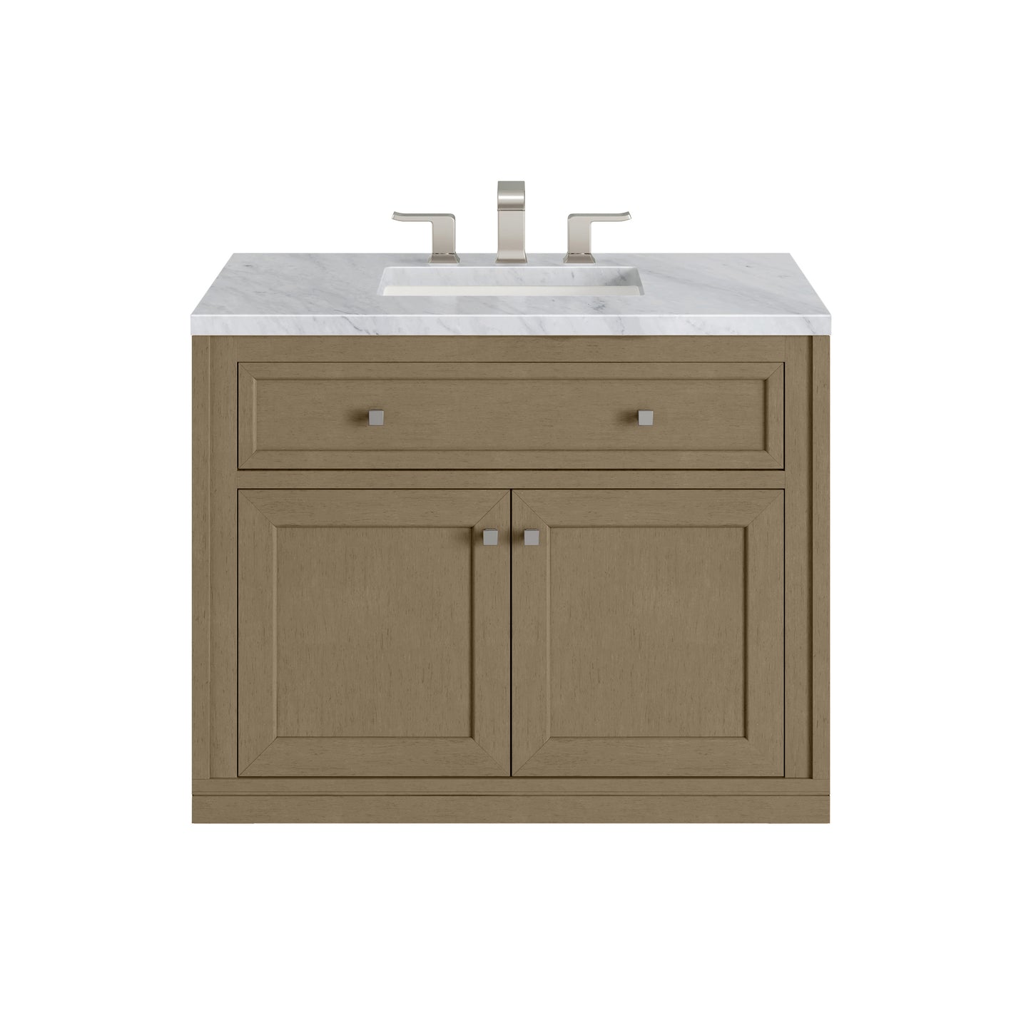 James Martin Vanities Chicago 36" Walnut Whisper Single Vanity With 3cm Carrara Marble Top