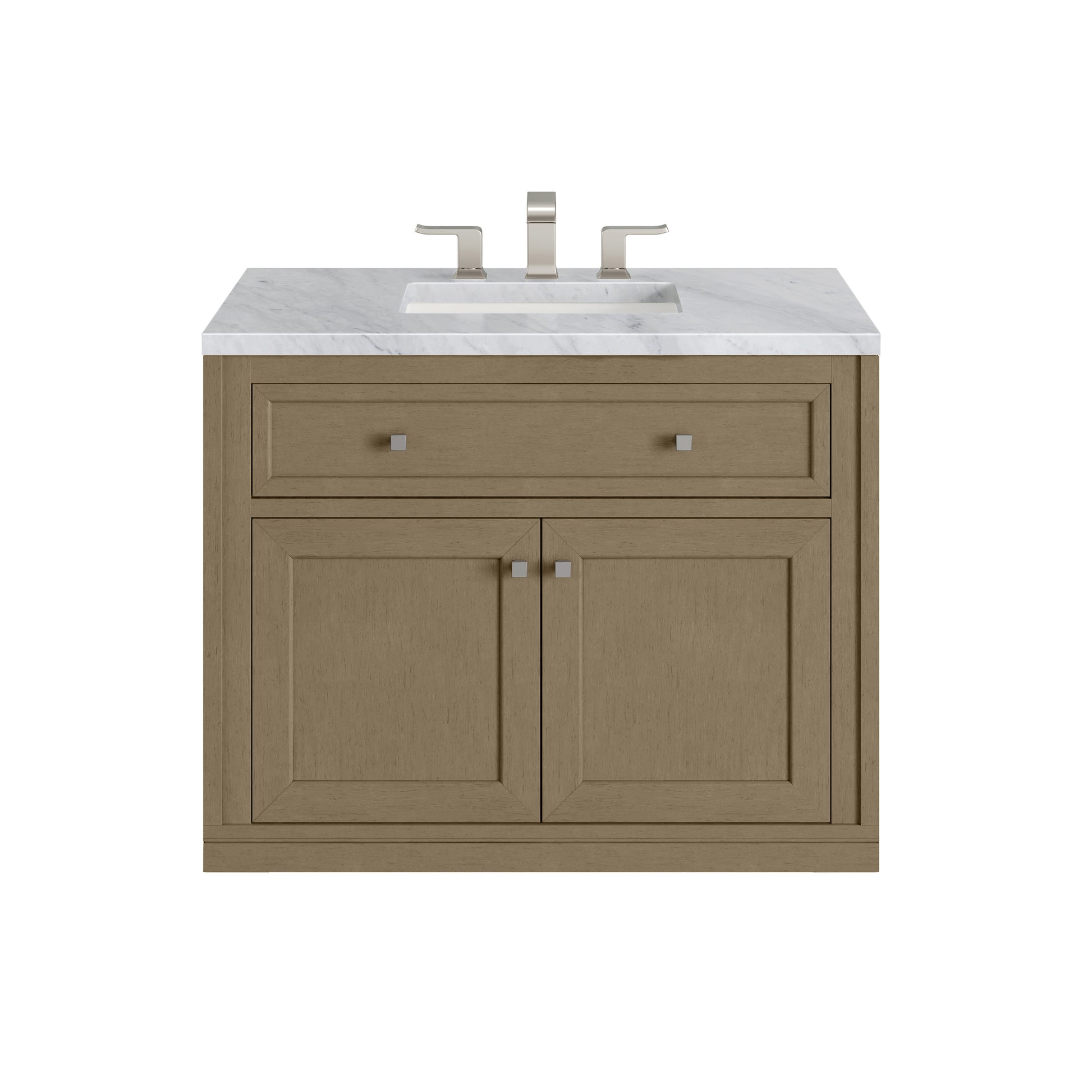 James Martin Vanities Chicago 36" Walnut Whisper Single Vanity With 3cm Carrara Marble Top