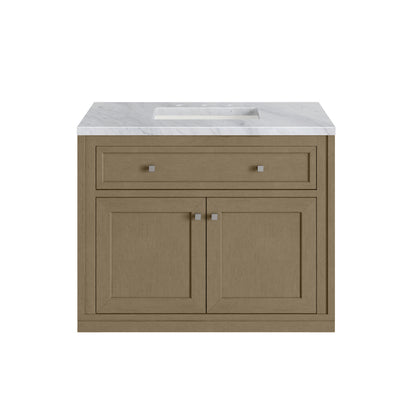 James Martin Vanities Chicago 36" Walnut Whisper Single Vanity With 3cm Carrara Marble Top