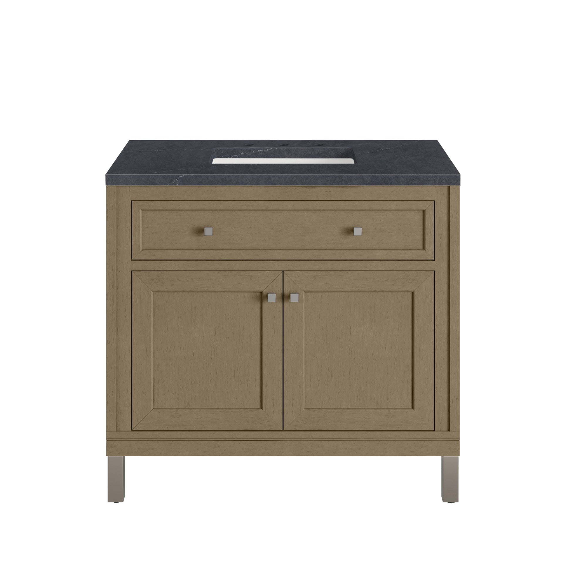 James Martin Vanities Chicago 36" Walnut Whisper Single Vanity With 3cm Charcoal Soapstone Silestone Top