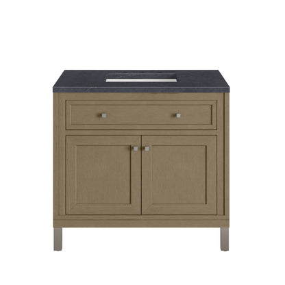 James Martin Vanities Chicago 36" Walnut Whisper Single Vanity With 3cm Charcoal Soapstone Silestone Top