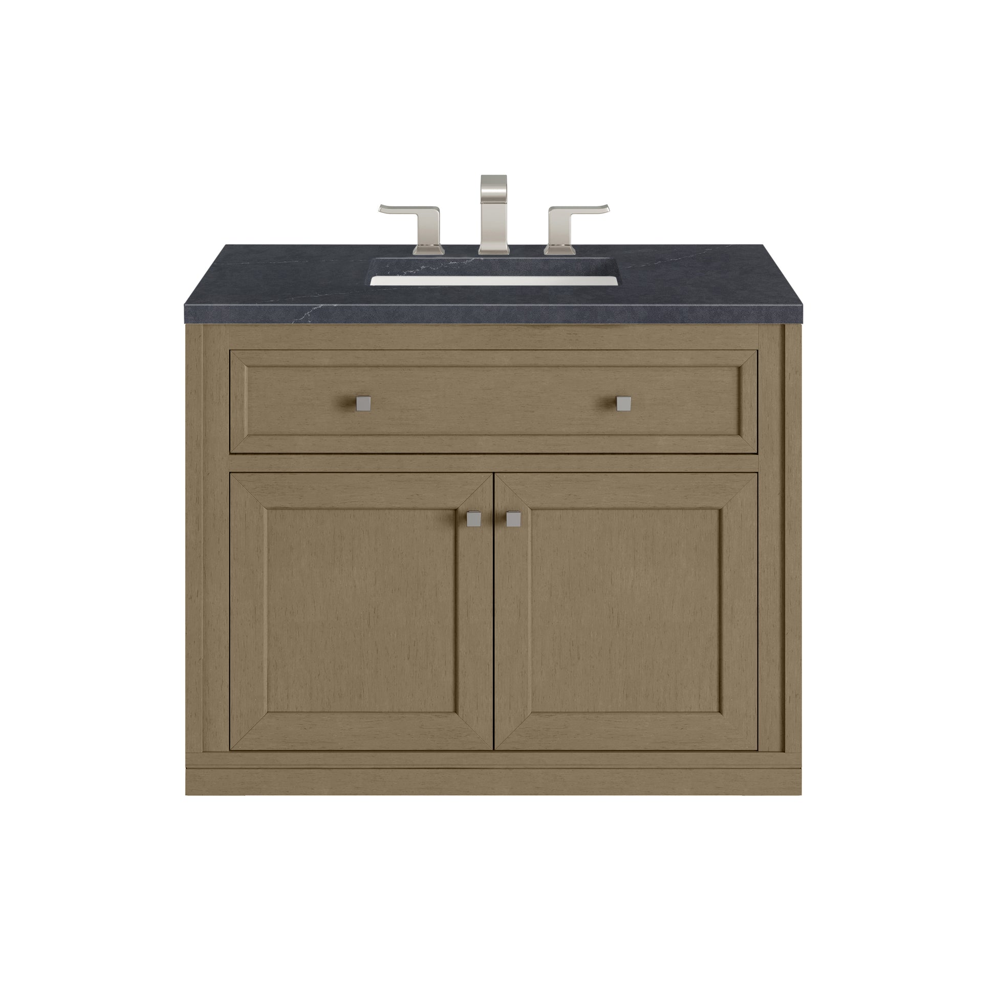 James Martin Vanities Chicago 36" Walnut Whisper Single Vanity With 3cm Charcoal Soapstone Silestone Top