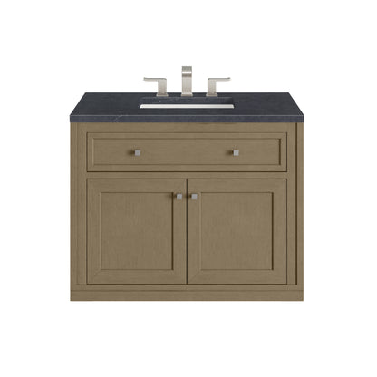 James Martin Vanities Chicago 36" Walnut Whisper Single Vanity With 3cm Charcoal Soapstone Silestone Top