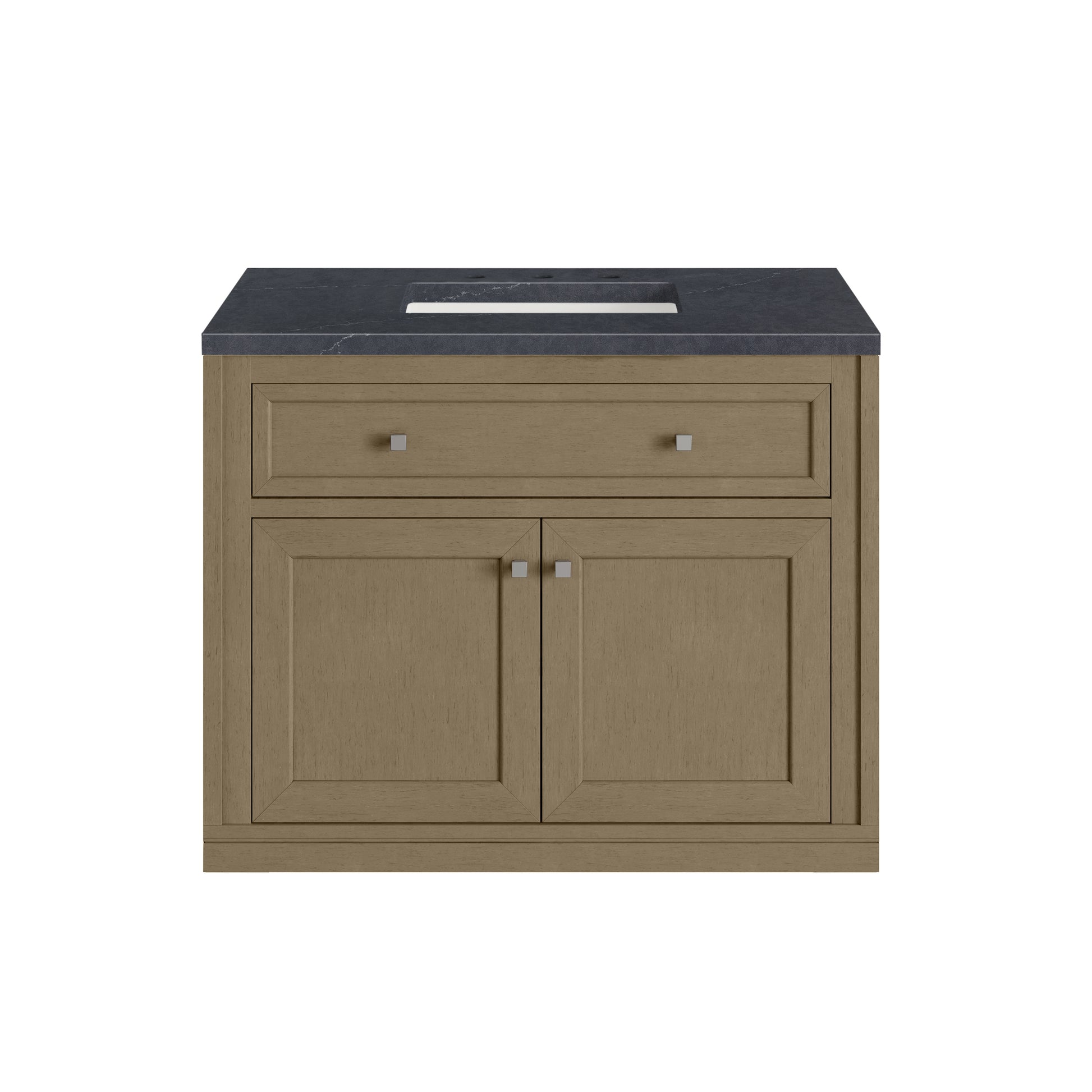 James Martin Vanities Chicago 36" Walnut Whisper Single Vanity With 3cm Charcoal Soapstone Silestone Top
