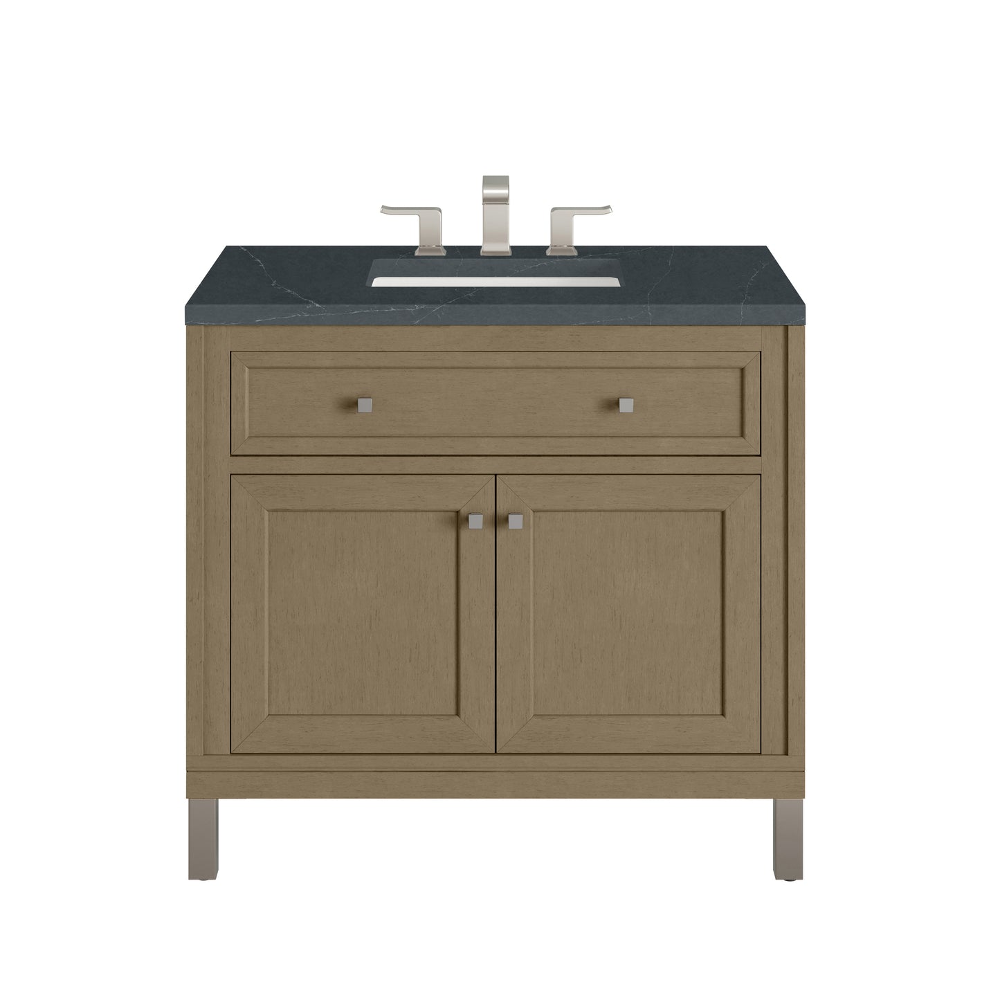 James Martin Vanities Chicago 36" Walnut Whisper Single Vanity With 3cm Charcoal Soapstone Silestone Top