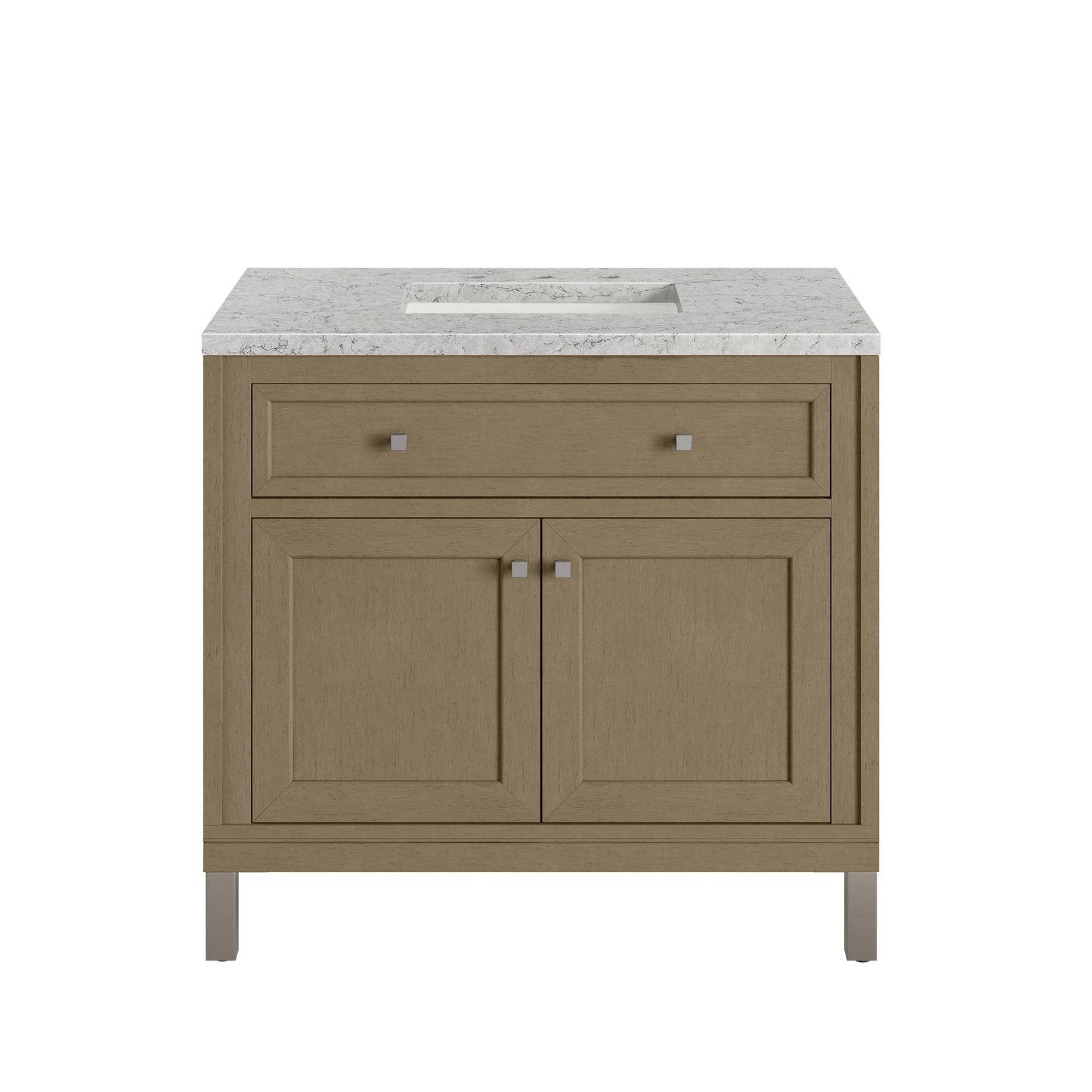 James Martin Vanities Chicago 36" Walnut Whisper Single Vanity With 3cm Eternal Jasmine Pearl Silestone Top