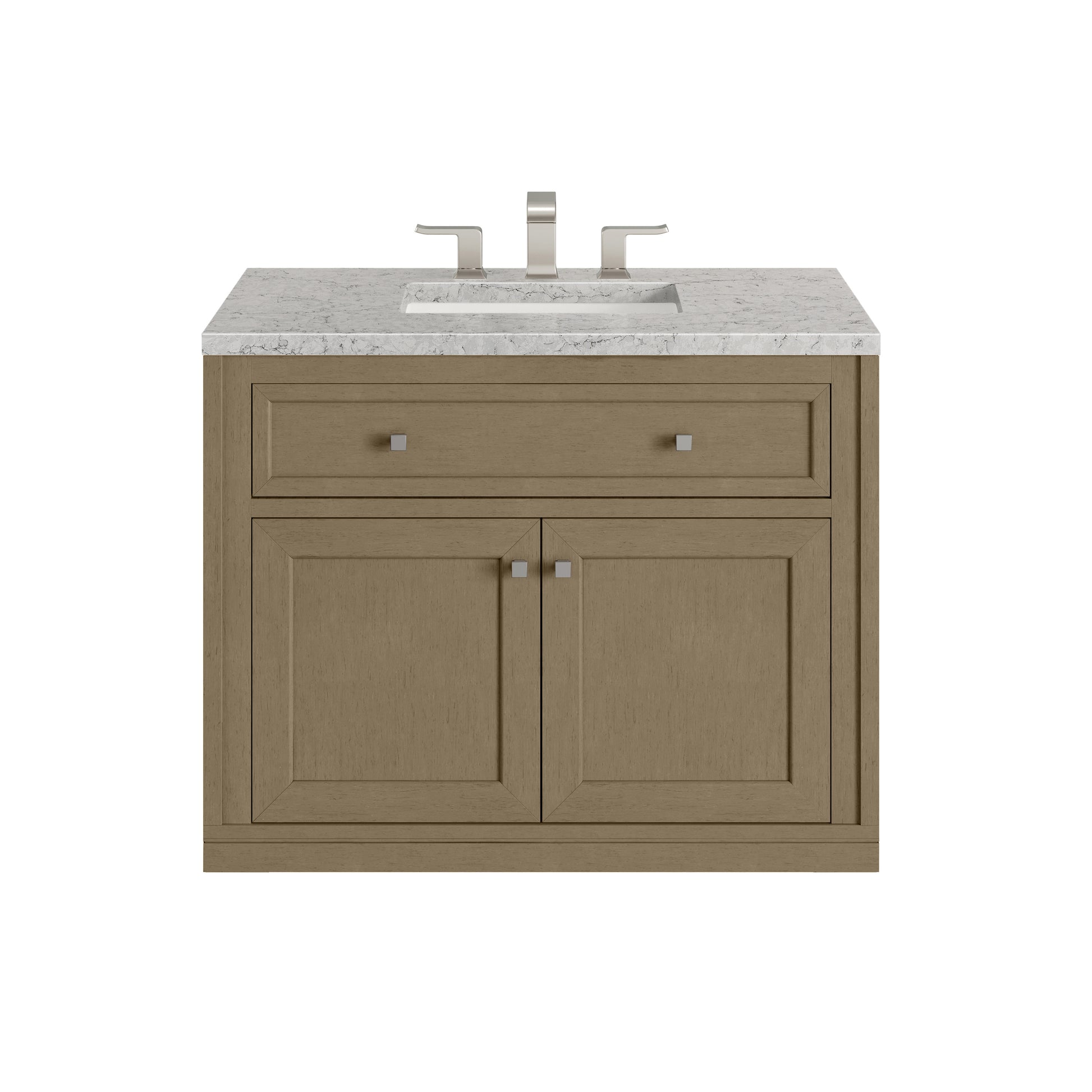 James Martin Vanities Chicago 36" Walnut Whisper Single Vanity With 3cm Eternal Jasmine Pearl Silestone Top