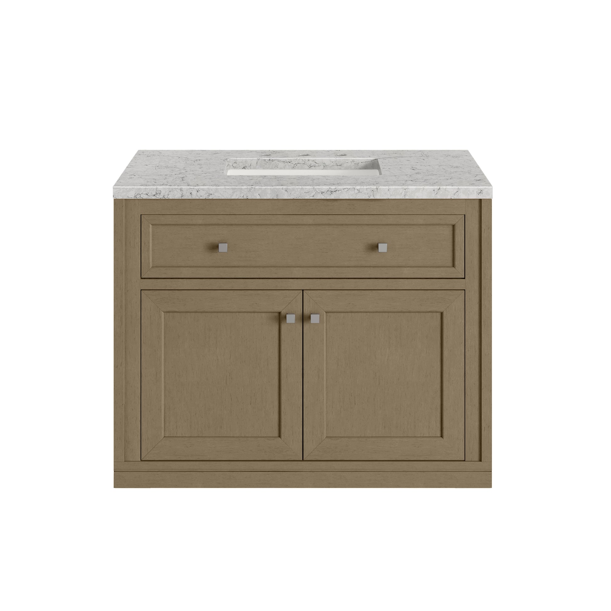James Martin Vanities Chicago 36" Walnut Whisper Single Vanity With 3cm Eternal Jasmine Pearl Silestone Top