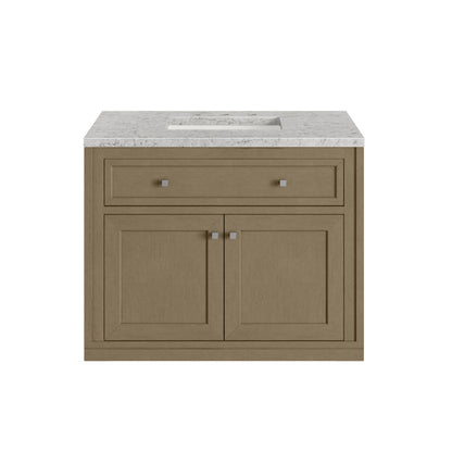 James Martin Vanities Chicago 36" Walnut Whisper Single Vanity With 3cm Eternal Jasmine Pearl Silestone Top