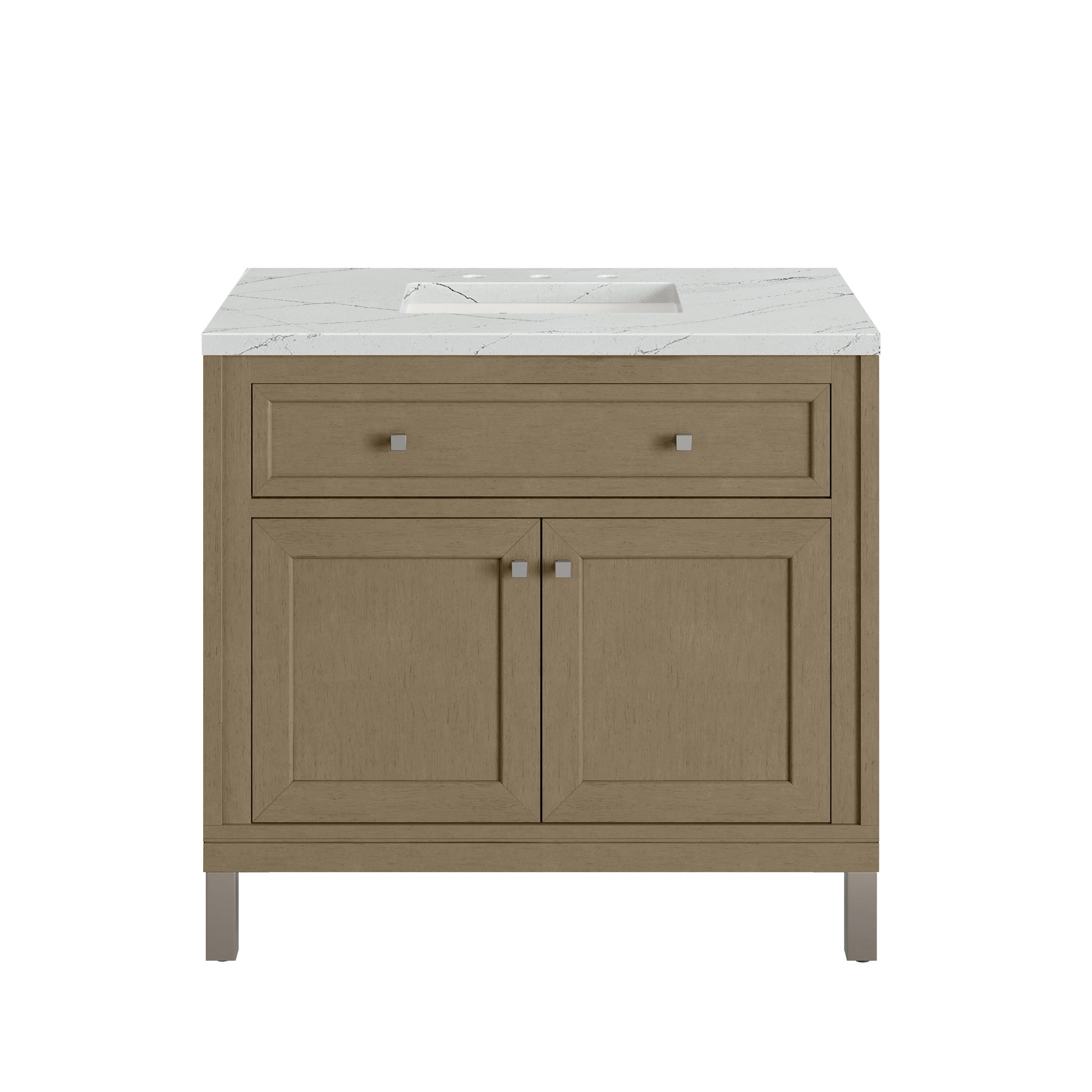 James Martin Vanities Chicago 36" Walnut Whisper Single Vanity With 3cm Ethereal Noctis Silestone Top