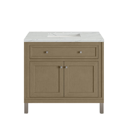 James Martin Vanities Chicago 36" Walnut Whisper Single Vanity With 3cm Ethereal Noctis Silestone Top