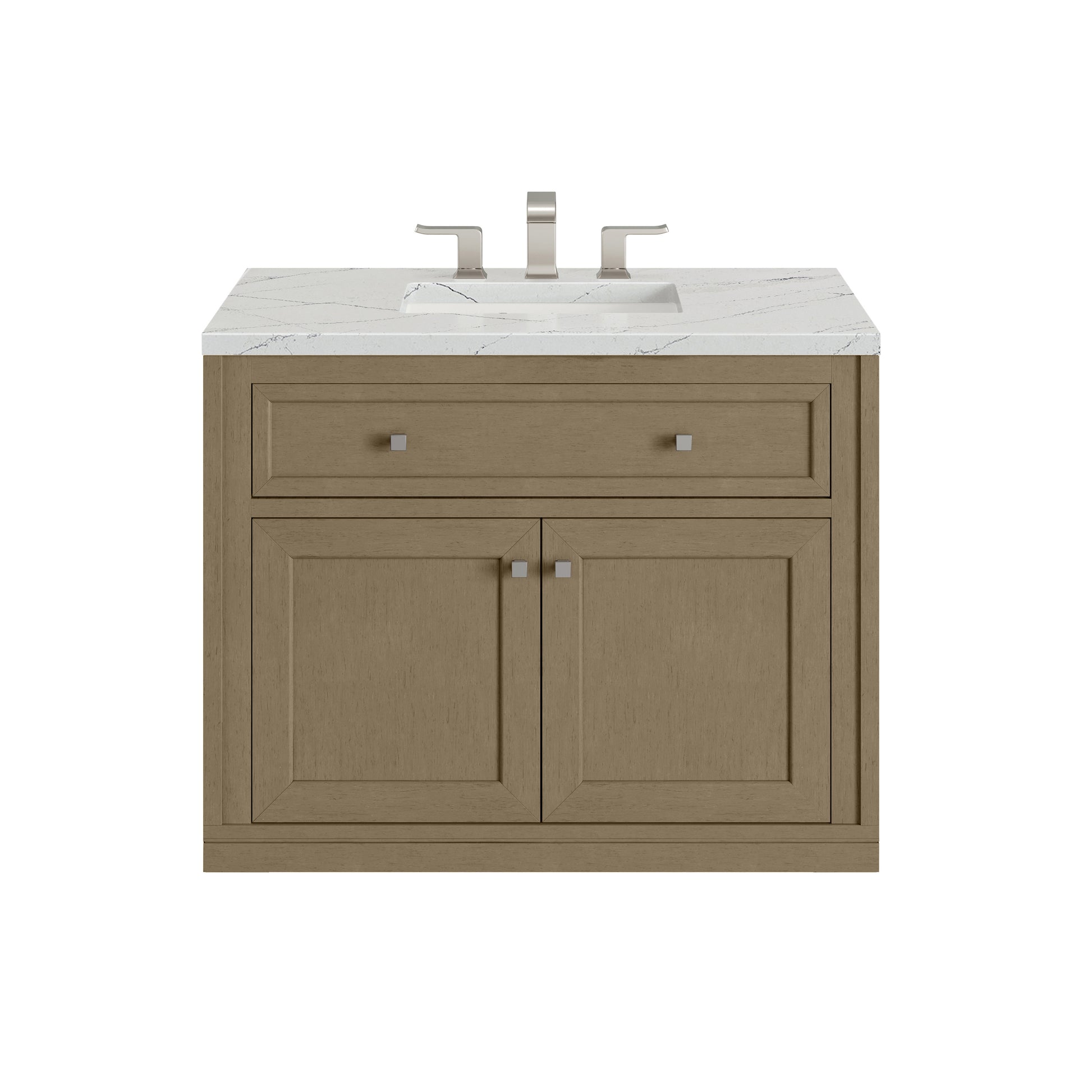 James Martin Vanities Chicago 36" Walnut Whisper Single Vanity With 3cm Ethereal Noctis Silestone Top