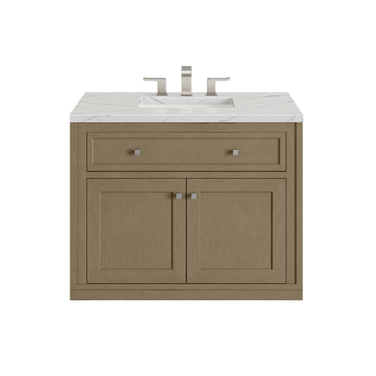 James Martin Vanities Chicago 36" Walnut Whisper Single Vanity With 3cm Ethereal Noctis Silestone Top