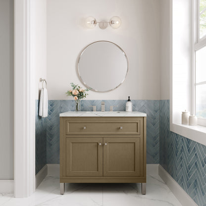 James Martin Vanities Chicago 36" Walnut Whisper Single Vanity With 3cm Ethereal Noctis Silestone Top