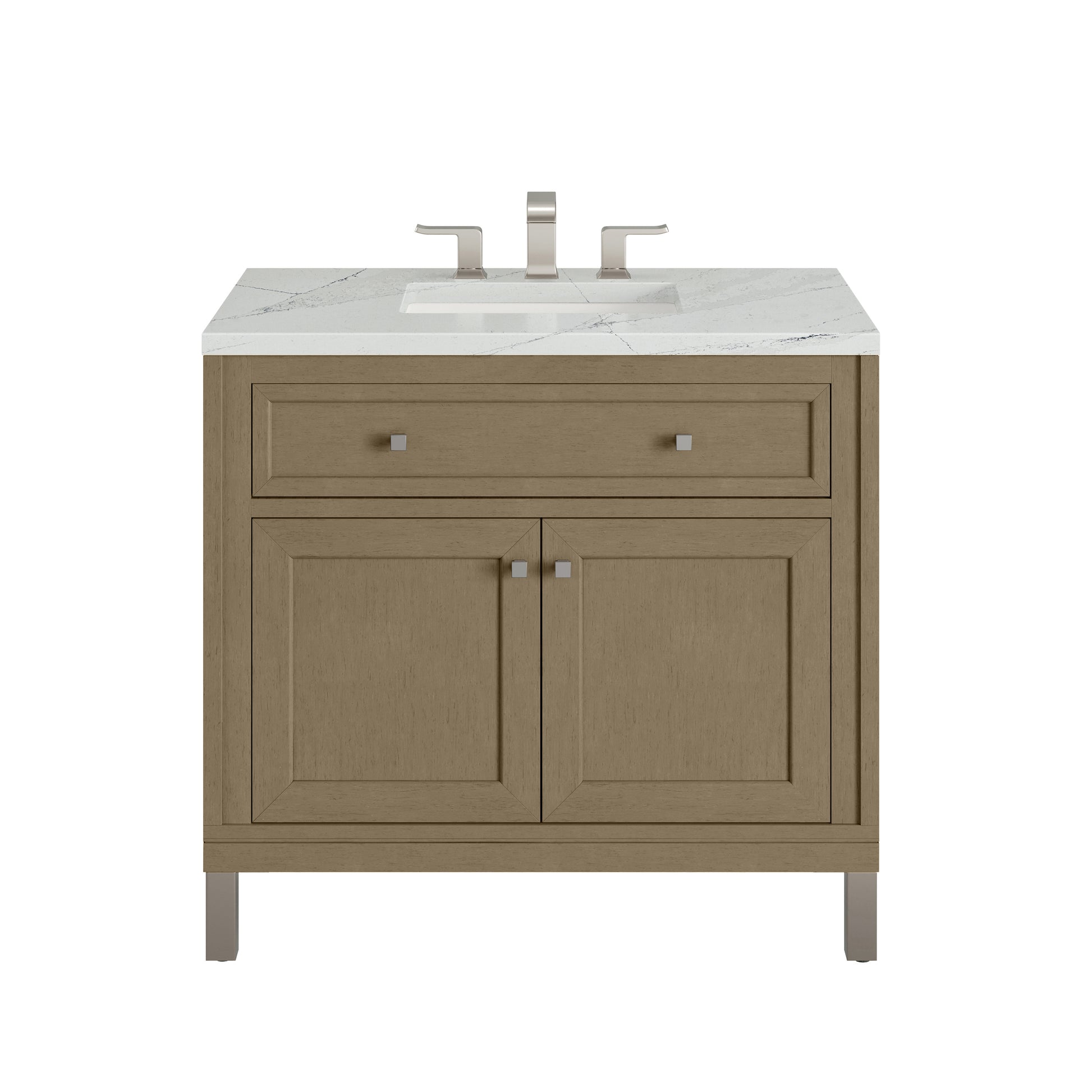 James Martin Vanities Chicago 36" Walnut Whisper Single Vanity With 3cm Ethereal Noctis Silestone Top