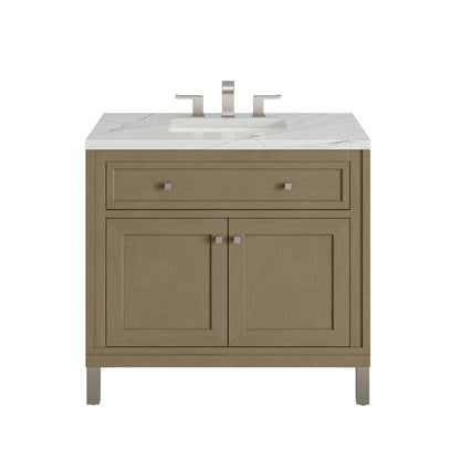 James Martin Vanities Chicago 36" Walnut Whisper Single Vanity With 3cm Ethereal Noctis Silestone Top