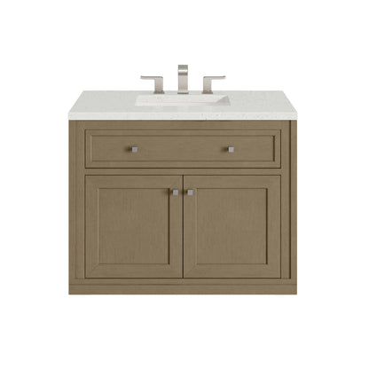 James Martin Vanities Chicago 36" Walnut Whisper Single Vanity With 3cm Lime Delight Silestone Top