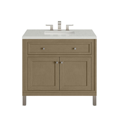 James Martin Vanities Chicago 36" Walnut Whisper Single Vanity With 3cm Lime Delight Silestone Top