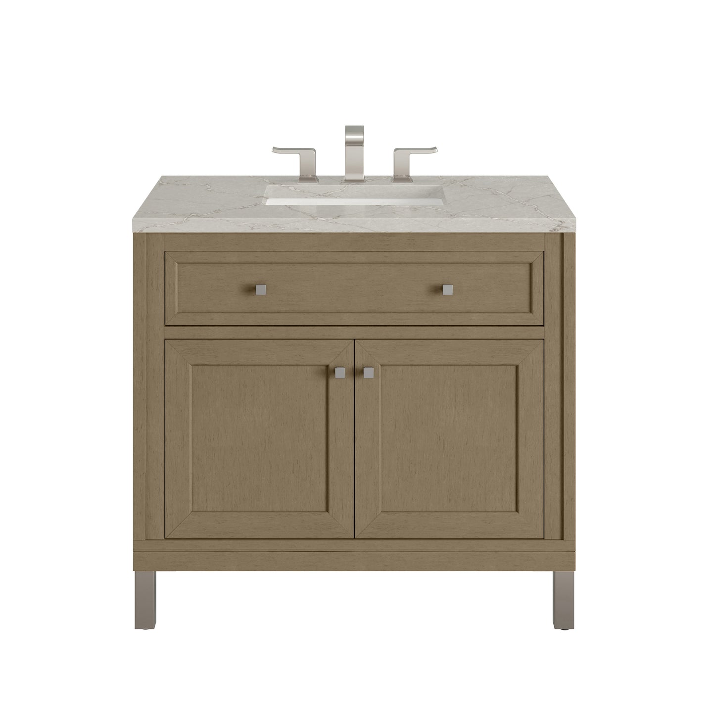 James Martin Vanities Chicago 36" Walnut Whisper Single Vanity With 3cm Victorian Silver Silestone Top