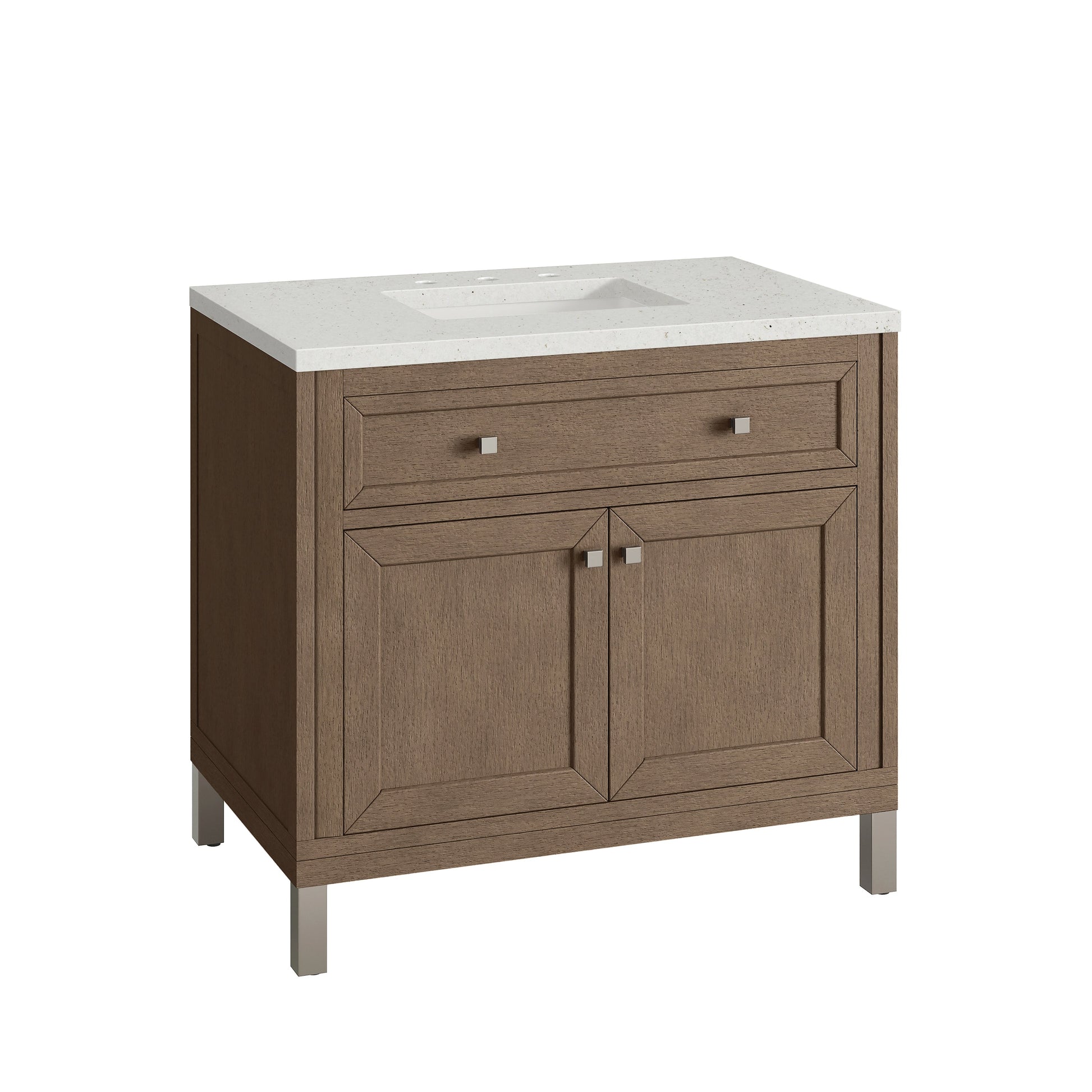 James Martin Vanities Chicago 36" Whitewashed Walnut Single Vanity With 3 cm Lime Delight Quartz Top