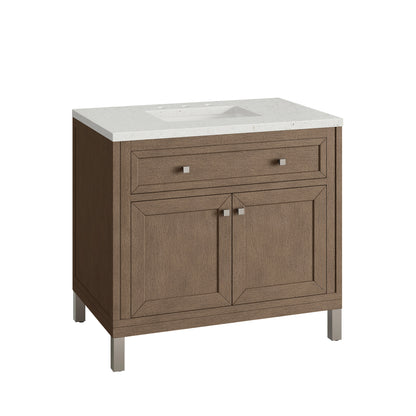 James Martin Vanities Chicago 36" Whitewashed Walnut Single Vanity With 3 cm Lime Delight Quartz Top