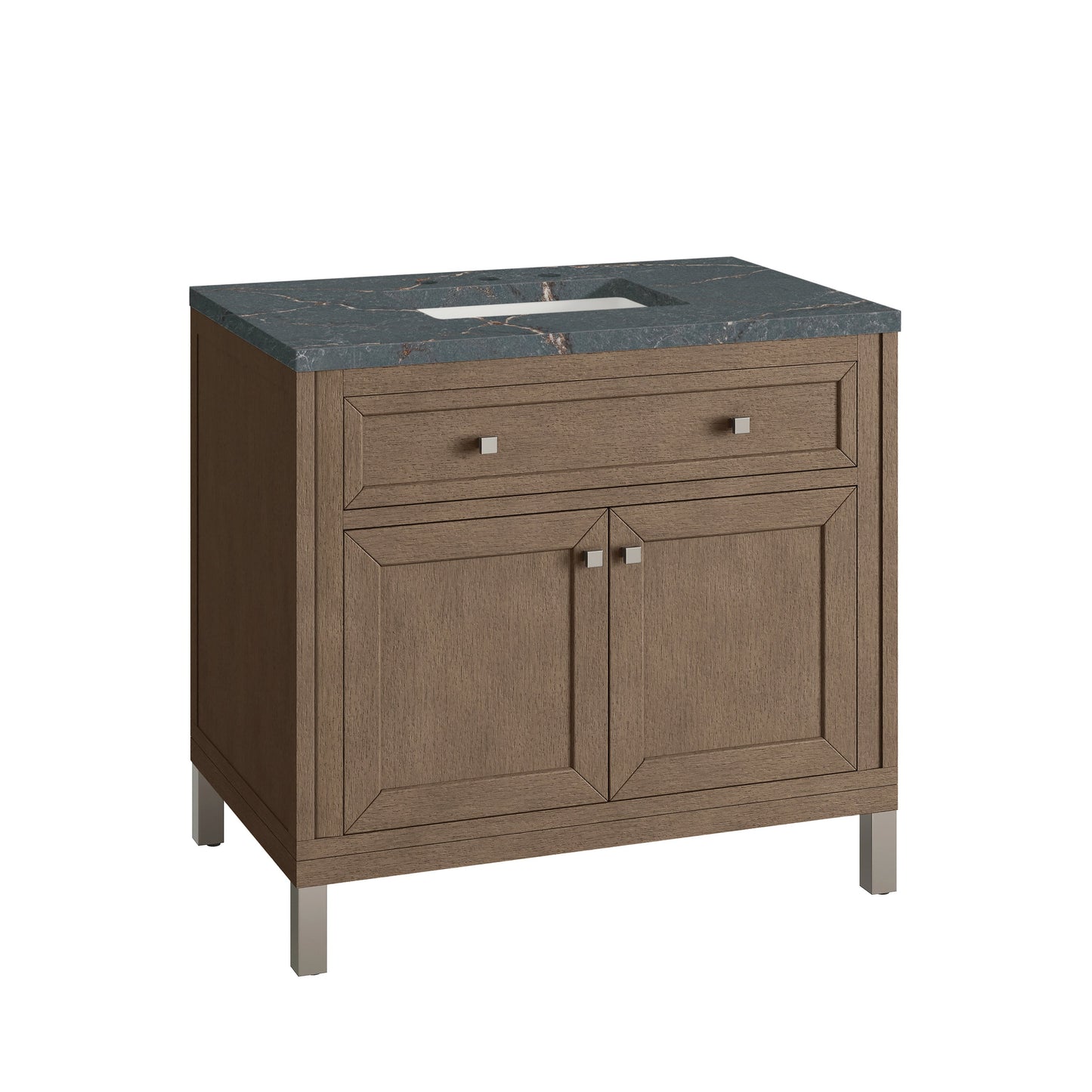 James Martin Vanities Chicago 36" Whitewashed Walnut Single Vanity With 3 cm Parisien Bleu Quartz Top