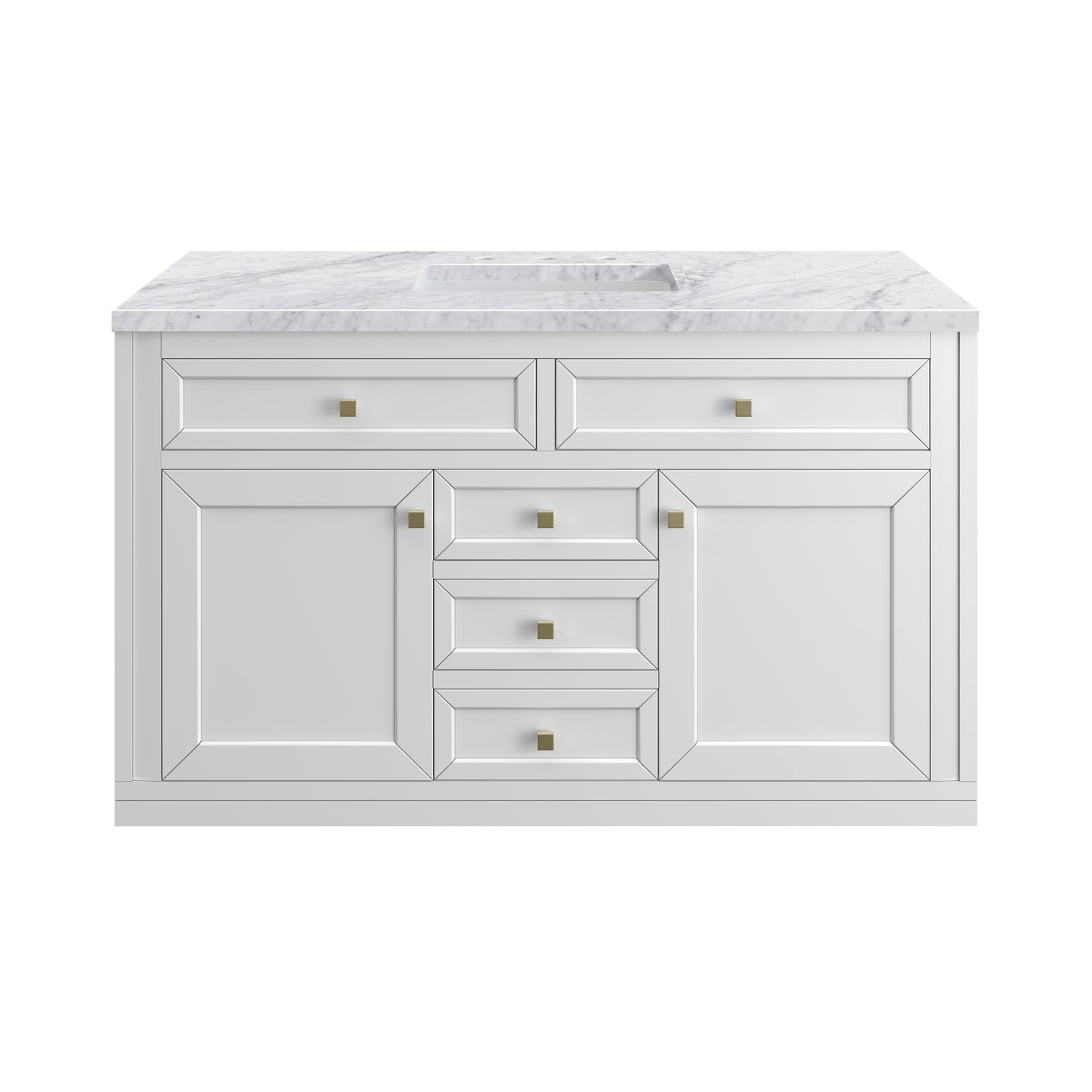James Martin Vanities Chicago 48" Glossy White Single Vanity With 3 cm Carrara Marble Top