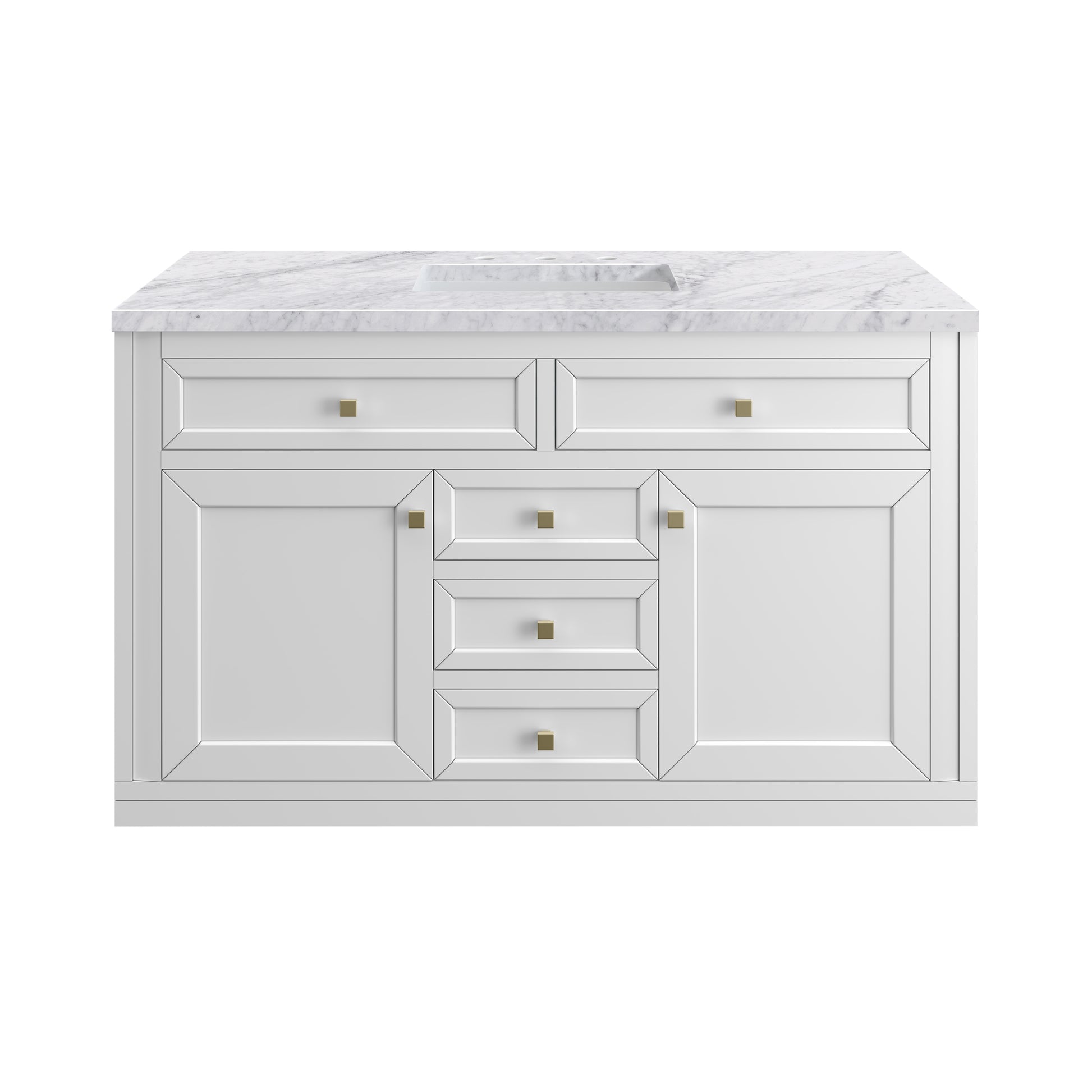 James Martin Vanities Chicago 48" Glossy White Single Vanity With 3 cm Carrara Marble Top