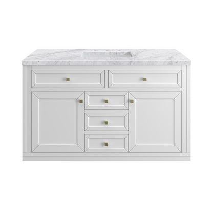 James Martin Vanities Chicago 48" Glossy White Single Vanity With 3 cm Carrara Marble Top