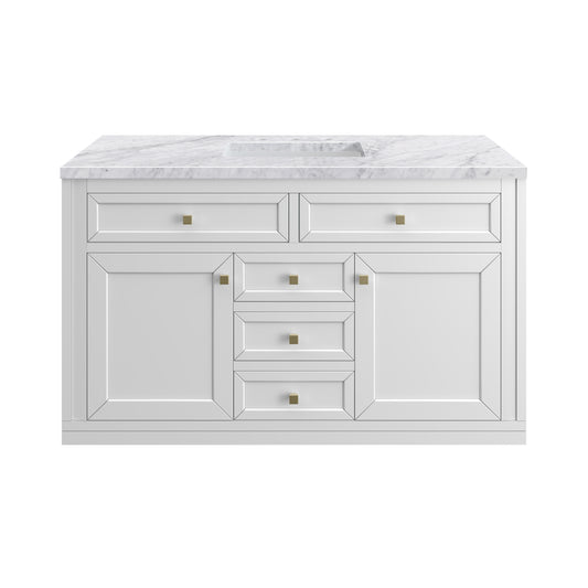 James Martin Vanities Chicago 48" Glossy White Single Vanity With 3 cm Carrara Marble Top