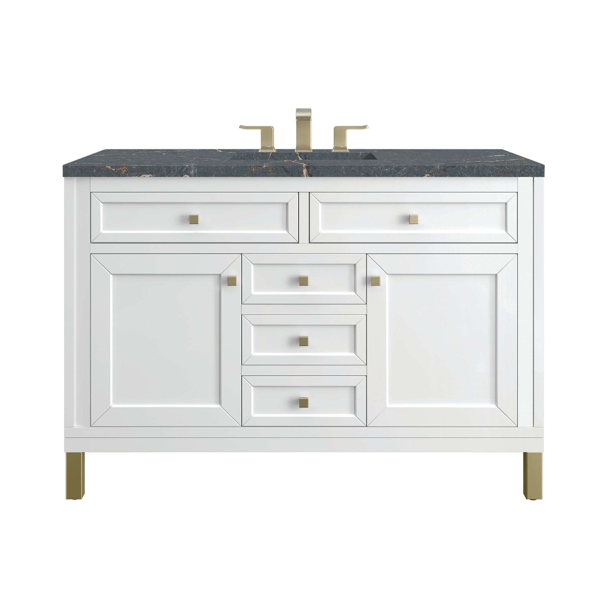 James Martin Vanities Chicago 48" Glossy White Single Vanity With 3 cm Parisien Bleu Silestone Top
